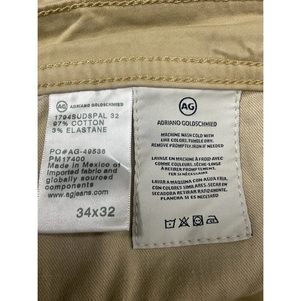 AG Adriano Goldschmied The Everett Slim Straight Leg Jeans Men 34x30 Beige/Tan